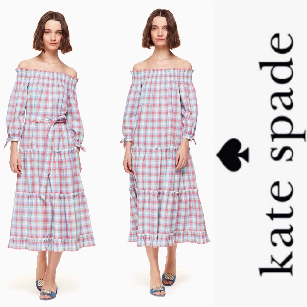 Kate Spade Broome Street Madras Off Shoulder Dress xxs